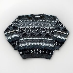 Vintage Michael Gerald Sweater Mens L Knit Acrylic Fair Isle 90s Crewneck